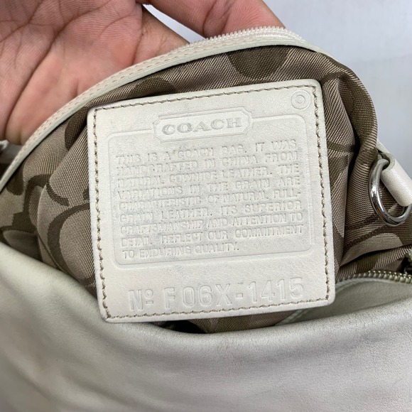 バッグ coach grunge shoulder bag beige silver COACH‎ Leather Leather Crossbody Shoulder Bag Purse Convertible